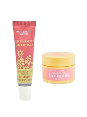 2-Piece Bath & Body Works PINK PINEAPPLE SUNRISE Lip Gloss & Lip Mask Duo 🩷🍍🌅